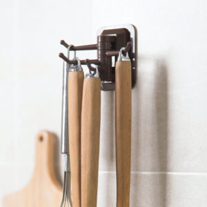 Giá treo khăn 4 móc xoay 360 độ dán tường