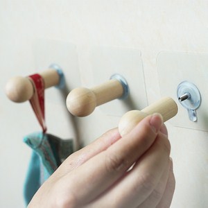 Combo 2 móc gỗ treo đồ dính tường - Ảnh 3