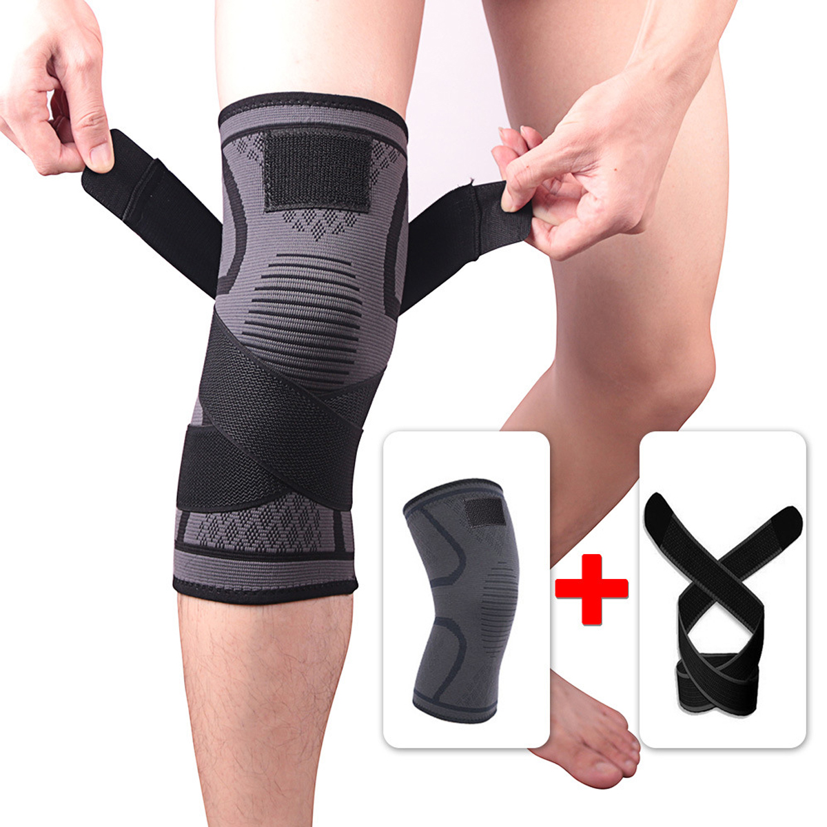Đai xỏ bảo vệ đầu gối, khớp gối đá banh, tập thể thao gym có dây trợ lực DG9 - Ảnh 2