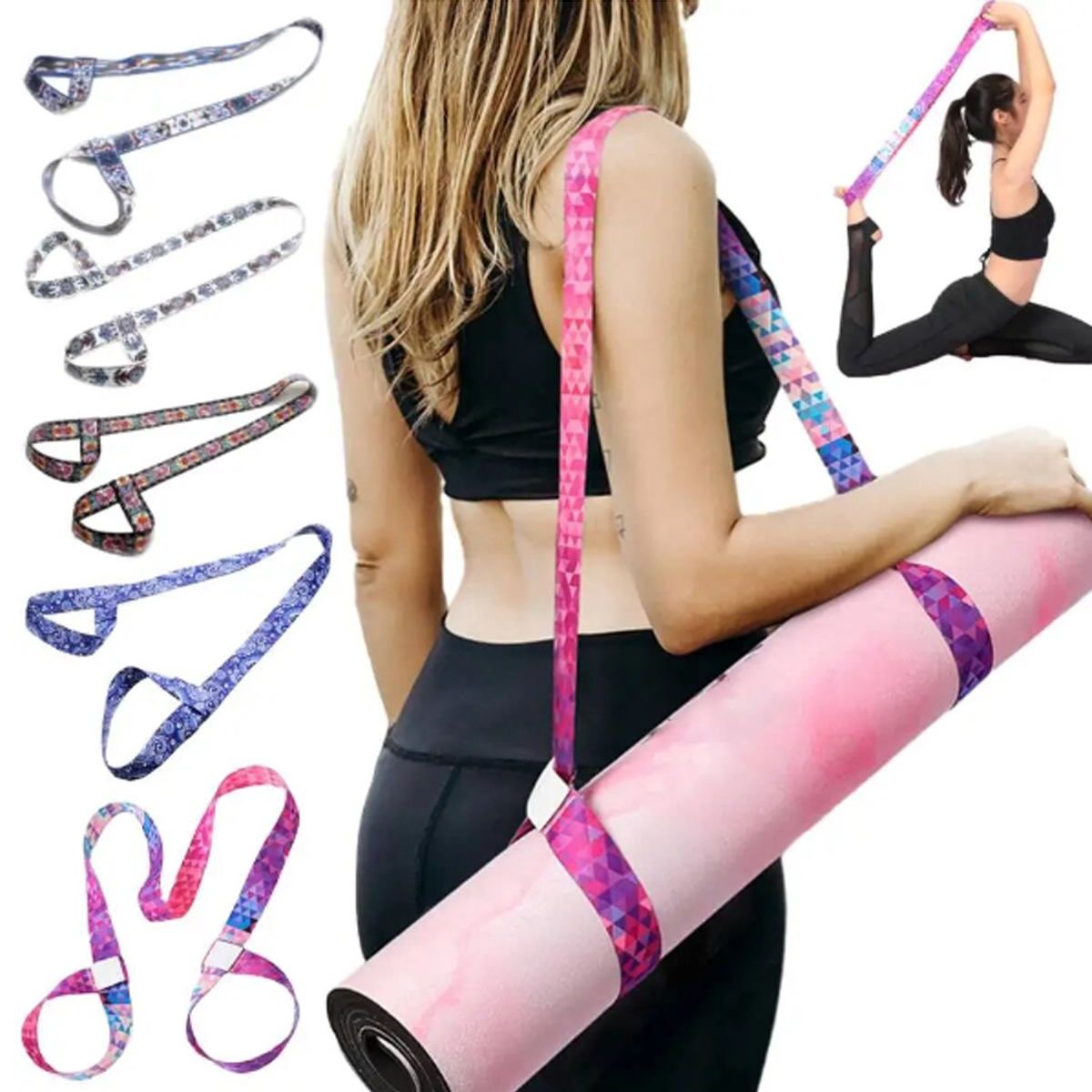 Dây đeo thảm yoga,dây buộc thảm yoga kiêm dây đai tập yoga pilates DTB - Ảnh 2