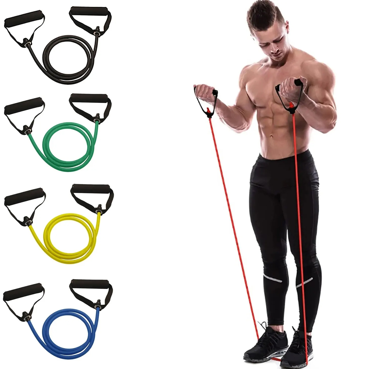 Dây kéo tập yoga,dây kháng lực đàn hồi có tay cầm tập thể dục tại nhà - Ảnh 2